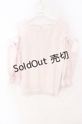 LODISPOTTO / レース切り替えオフショルニット M ピンク O-25-11-03-087-LO-TO-OW-ZT1108F
