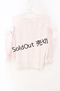 LODISPOTTO / レース切り替えオフショルニット M ピンク O-25-11-03-087-LO-TO-OW-ZT1108F