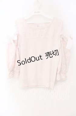 画像1: LODISPOTTO / レース切り替えオフショルニット M ピンク O-25-11-03-087-LO-TO-OW-ZT1108F