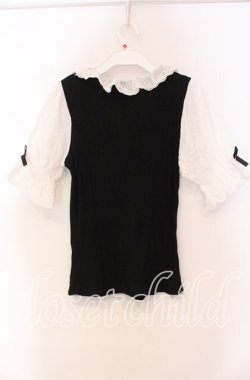 画像4: DearMyLove / 大きめリボンフリルビジュートップス M クロ O-25-11-03-088-EL-TO-OW-OS