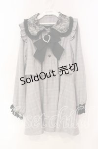 DearMyLove / セットアップ風レース重ねリボンワンピース M グレーチェック O-25-11-03-089-EL-OP-OW-OS