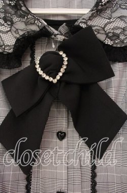 画像2: DearMyLove / セットアップ風レース重ねリボンワンピース M グレーチェック O-25-11-03-089-EL-OP-OW-OS