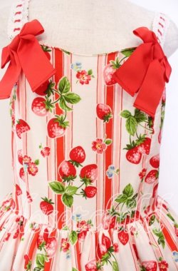 画像2: heavenlygarden / イチゴ編み上げジャンパースカート  シロ×アカ O-25-11-03-009-LO-OP-IG-OS