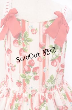 画像2: heavenlygarden / イチゴ編み上げジャンパースカート  シロ×アカ O-25-11-03-009-LO-OP-IG-OS