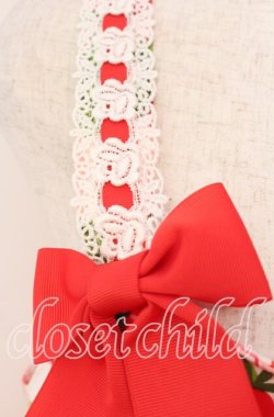 画像3: heavenlygarden / イチゴ編み上げジャンパースカート  シロ×アカ O-25-11-03-009-LO-OP-IG-OS