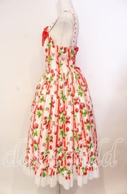 画像4: heavenlygarden / イチゴ編み上げジャンパースカート  シロ×アカ O-25-11-03-009-LO-OP-IG-OS