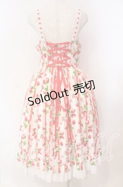 画像5: heavenlygarden / イチゴ編み上げジャンパースカート  シロ×アカ O-25-11-03-009-LO-OP-IG-OS