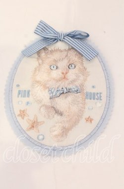 画像1: PINK HOUSE / さざ波とねこ刺繍ブローチ  サックス O-25-11-03-003-LO-TO-IG-OS