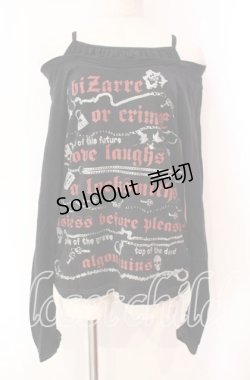 画像1: ALGONQUINS / ロゴptオフショルカットソー F ブラック O-25-11-03-017-AL-TO-OW-OS