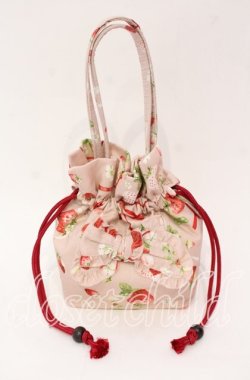 画像1: PINK HOUSE / リボン付き巾着  いちご柄ピンク O-25-11-03-004-LO-BG-IG-OS