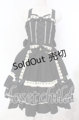 metamorphose / はしごレースジャンパースカート（無地）  クロ×オフ O-25-11-04-040-ME-OP-IG-OS