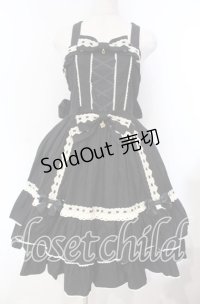 metamorphose / はしごレースジャンパースカート（無地）  クロ×オフ O-25-11-04-040-ME-OP-IG-OS