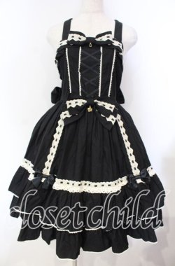 画像1: metamorphose / はしごレースジャンパースカート（無地）  クロ×オフ O-25-11-04-040-ME-OP-IG-OS