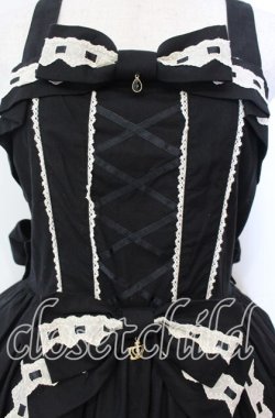 画像2: metamorphose / はしごレースジャンパースカート（無地）  クロ×オフ O-25-11-04-040-ME-OP-IG-OS