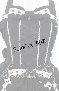 画像2: metamorphose / はしごレースジャンパースカート（無地）  クロ×オフ O-25-11-04-040-ME-OP-IG-OS