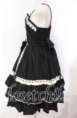 画像4: metamorphose / はしごレースジャンパースカート（無地）  クロ×オフ O-25-11-04-040-ME-OP-IG-OS