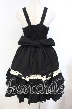 画像5: metamorphose / はしごレースジャンパースカート（無地）  クロ×オフ O-25-11-04-040-ME-OP-IG-OS