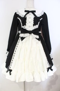 画像1: DearMyLoveEmily / プリンセスティアードはしごレースフリルワンピース M クロ×シロ O-25-11-04-041-LO-OP-IG-OS