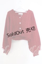 DearMyLove / キラキラハート編み柄ショートカーディガン M〜L アカ O-25-11-04-006-EL-TO-OW-OS