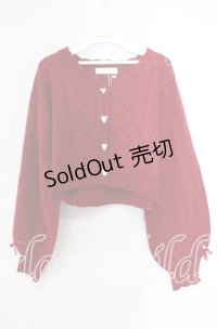 DearMyLove / キラキラハート編み柄ショートカーディガン M〜L アカ O-25-11-04-006-EL-TO-OW-OS