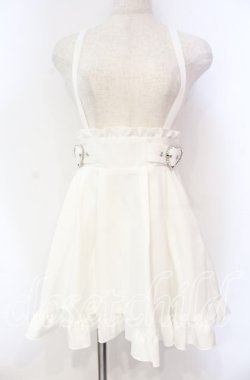 画像1: DearMyLove / 推し色サイドキラキラハートバックルサス付きスカート S シロ O-25-11-04-050-EL-SK-OW-OS
