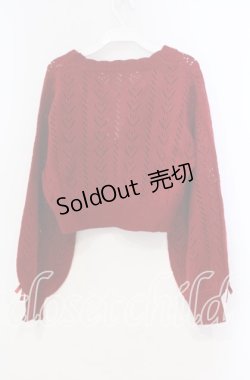 画像3: DearMyLove / キラキラハート編み柄ショートカーディガン M〜L アカ O-25-11-04-006-EL-TO-OW-OS