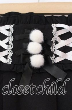 画像2: DearMyLove / レースアップポンポンリボンフレアスカート S クロ O-25-11-04-056-EL-SK-OW-OS