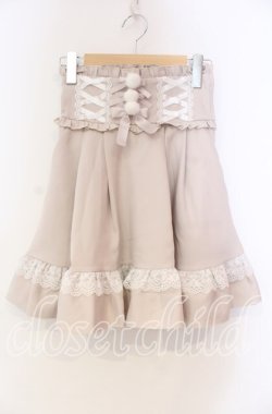 画像1: DearMyLove / レースアップポンポンリボンフレアスカート S ピンク O-25-11-04-057-EL-SK-OW-OS