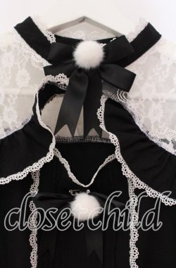 画像2: DearMyLove / レースフリルポンポンリボンブラウス M クロ O-25-11-04-007-EL-BL-OW-OS