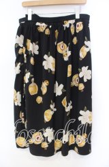 KANEKO ISAO / クチナシ&香水瓶柄スカート  クロ O-25-11-04-063-EL-SK-OW-OS