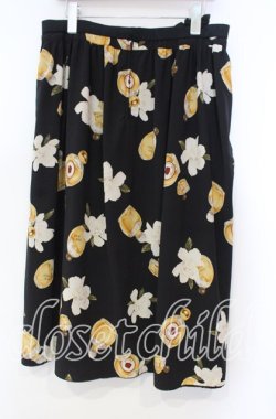 画像3: KANEKO ISAO / クチナシ&香水瓶柄スカート  クロ O-25-11-04-063-EL-SK-OW-OS