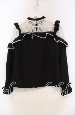 画像3: DearMyLove / レースフリルポンポンリボンブラウス M クロ O-25-11-04-007-EL-BL-OW-OS
