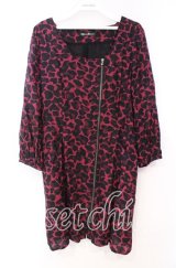 HYSTERIC GLAMOUR / HG LEOPARD総柄ジップワンピース  ピンク×ブラック O-25-11-04-072-PU-OP-IG-ZT1211F