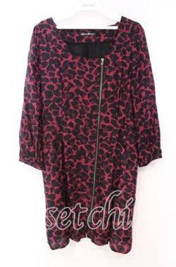画像1: HYSTERIC GLAMOUR / HG LEOPARD総柄ジップワンピース  ピンク×ブラック O-25-11-04-072-PU-OP-IG-OS
