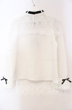 画像3: DearMyLove / ハートビジューリボンオフショル風レースブラウス M シロ O-25-11-04-008-EL-BL-OW-OS
