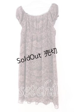 画像3: HYSTERIC GLAMOUR /ULLDANCINGLACE総柄ギャザーワンピース  ピンク×クロ O-25-11-04-073-PU-OP-IG-OS