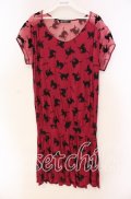 HYSTERIC GLAMOUR /ACK CAT総柄ワンピース  ピンク×クロ O-25-11-04-076-PU-OP-IG-OS