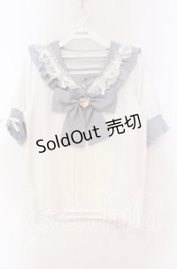 Dear My Love / ハートリボンたっぷりフリルセーラーブラウス M サックス O-25-11-04-009-EL-BL-OW-OS