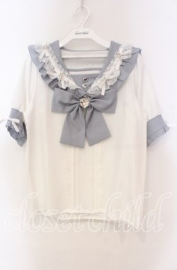 画像1: Dear My Love / ハートリボンたっぷりフリルセーラーブラウス M サックス O-25-11-04-009-EL-BL-OW-OS
