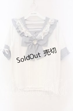画像1: Dear My Love / ハートリボンたっぷりフリルセーラーブラウス M サックス O-25-11-04-009-EL-BL-OW-OS