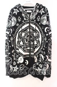 Drug Honey / 魔法陣総柄ジップパーカー  ブラック O-25-11-04-078-PU-TO-IG-ZT1211F