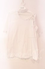 画像1: 【SALE】Drug Honey / メッシュ切り替えチョーカーカットソー  ホワイト O-25-11-04-081-PU-TO-IG-ZT396 (1)