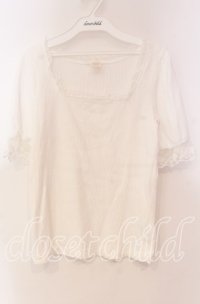 Secret Honey / スクエア襟テレコTシャツ 0 シロ O-25-11-04-084-CA-TS-YM-ZT179