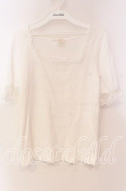 画像1: Secret Honey / スクエア襟テレコTシャツ 0 シロ O-25-11-04-084-CA-TS-YM-OS
