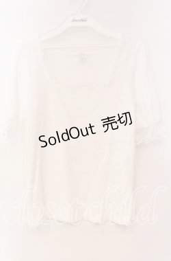 画像1: 【SALE】Secret Honey / スクエア襟テレコTシャツ 0 シロ O-25-11-04-084-CA-TS-YM-ZT179