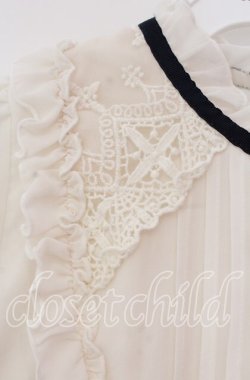 画像2: axes femme POETIQUE / 花ブローチ付プチスタンドブラウス M オフ O-25-11-04-086-AX-BL-IG-OS