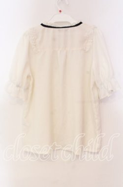 画像3: axes femme POETIQUE / 花ブローチ付プチスタンドブラウス M オフ O-25-11-04-086-AX-BL-IG-OS