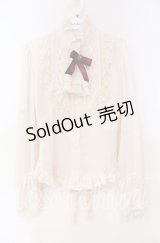 Innocent World / ストライプリボンブラウス  アイボリー×ワイン O-25-11-04-087-IW-BL-IG-OS