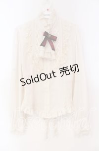 Innocent World / ストライプリボンブラウス  アイボリー×ワイン O-25-11-04-087-IW-BL-IG-OS