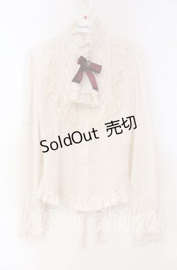 画像1: Innocent World / ストライプリボンブラウス  アイボリー×ワイン O-25-11-04-087-IW-BL-IG-OS